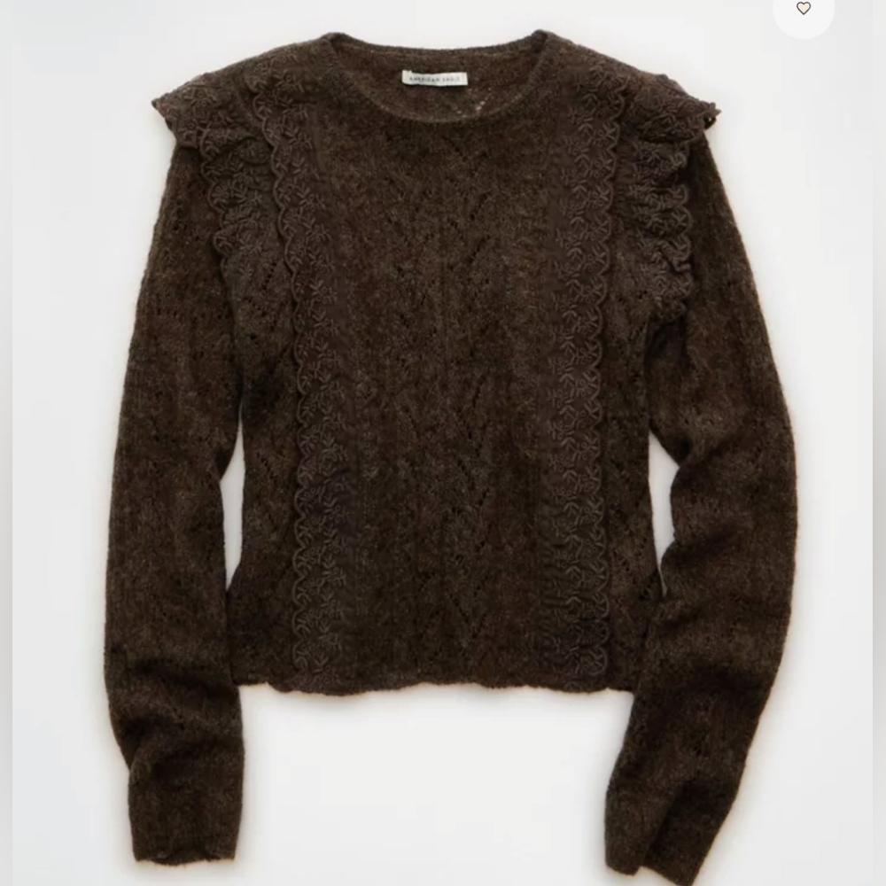 American Eagle Lace Ruffle Sweater